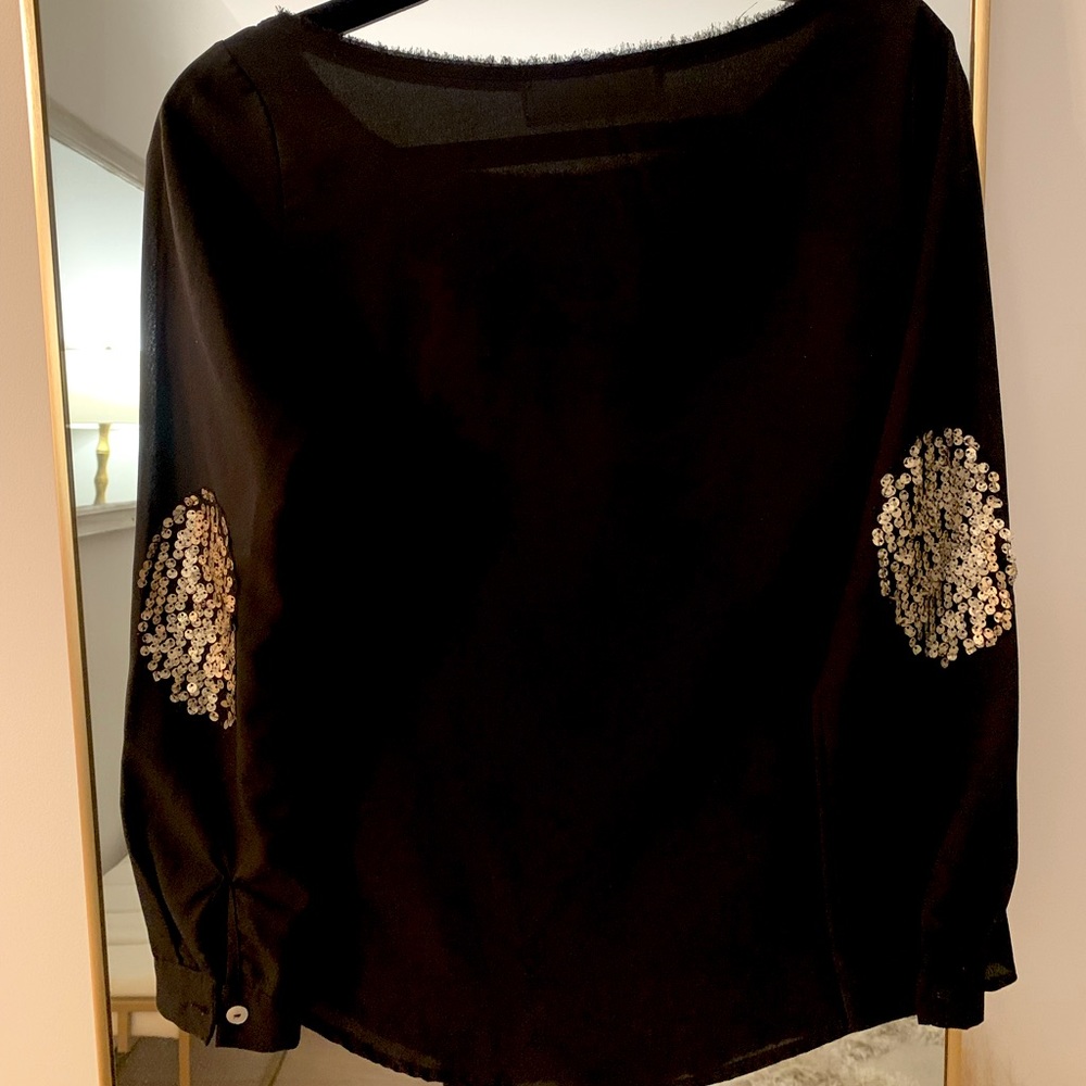 Vintage Havana Black Sheer Long Sleeve with Elbow Detail